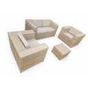 Ver imagem 2 de Conjunto Sofá e Poltronas Quadrado Área Externa Jardim Varanda Fibra Sintética Cor Palha Natural