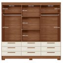 Ver imagem 2 de Guarda Roupa Casal 3 Portas 9 Gavetas Morretes com Espelho e Cabeceira Casal Loanda Jatobá Areia -