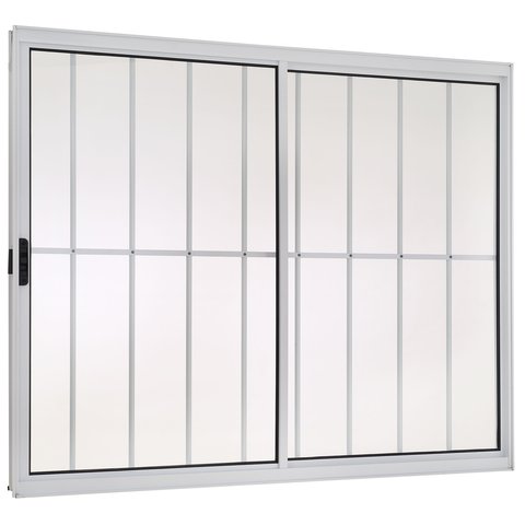 Janela de Alumínio Lado Esquerdo 2 Folhas Com Grade 100x120cm Branco Allo Esquadrias