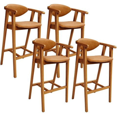 Kit 04 Banquetas Alta Cozinha Bancada Bar Sala de Jantar Fixa Cecília L02 Couríssimo Whisky - Lyam D