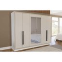 Ver imagem 1 de Guarda Roupa 6 Portas (2 C/ Espelho) e 4 Gavetas Valência Branco/creme - Politorno