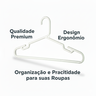 100 Cabide de Roupa Branco Resistente Cavado Antideslizante - 4