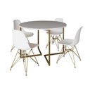 Ver imagem 6 de Mesa Jantar Industrial Redonda 110Cm Branca Base V Dourada Com 4 Cadeiras Brancas Base Cor: Branco