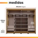 Ver imagem 3 de Guarda Roupas Casal 2 Portas de Correr 4 Gavetas 100% MDF Flex Imola