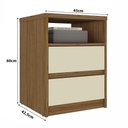 Ver imagem 3 de Mesa de Cabeceira Quarto 45cm C/ 2 Gavetas e Nicho 100% Mdf Cor:nogueira com Areia