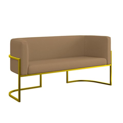 Sofá 2 Lugares Veludo Moderno Base Metal Gold – Balaqui Cor:capuccino