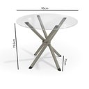 Ver imagem 4 de Kit Conjunto Mesa Redonda 4 Cadeiras 95 X 95 Cm Sala de Jantar Cozinha Vidro Metal Nickel Preto