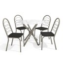 Ver imagem 2 de Kit Conjunto Mesa Redonda 4 Cadeiras 95 X 95 Cm Sala de Jantar Cozinha Vidro Metal Nickel Preto