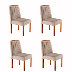 Conjunto 4 Cadeiras Safira em Madeira Maciça e Tecido Veludo Móveis Mundial