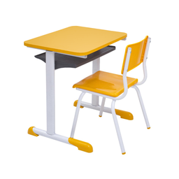 Kit Escolar Individual Mesa e Cadeira com Porta Livros Juvenil/adulto Cor Amarelo - 2