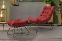 Ver imagem 3 de Poltrona Costela com Puff Eva Base Metal Preto-veludo Vermelho