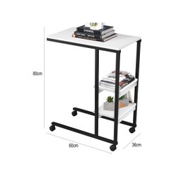 Mesa Auxiliar para Sofá Cama com Rodízios e Prateleiras Fit - 3