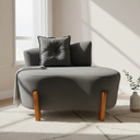 Ver imagem 2 de Namoradeira Sofá Feijão Luna 100cm Orgânica Suede Cinza