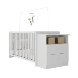 Berço Cômoda com Colchão Incluso Meu Bebê Branco - 2