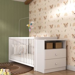 Berço Cômoda com Colchão Incluso Meu Bebê Branco - 1