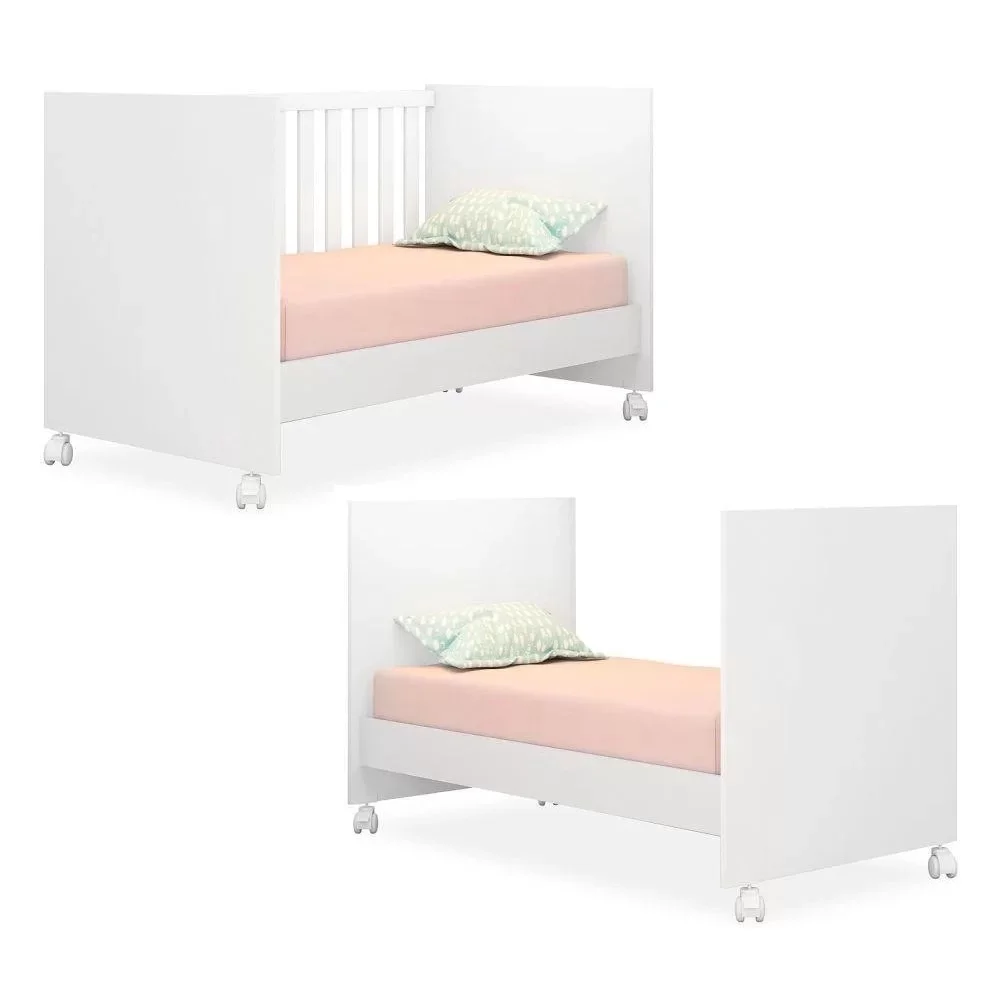 Jogo de Quarto para Bebê Lívia com Guarda Roupa 4 Portas, Cômoda e Berço Mini Cama Doce Sonho Phoeni - 5