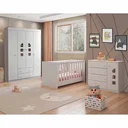 Ver imagem 1 de Jogo de Quarto para Bebê Lívia com Guarda Roupa 4 Portas, Cômoda e Berço Mini Cama Doce Sonho Phoeni