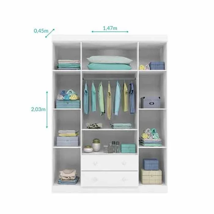 Ver imagem 6 de Jogo de Quarto para Bebê Lívia com Guarda Roupa 4 Portas, Cômoda e Berço Mini Cama Doce Sonho Phoeni