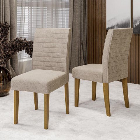 Conjunto com 2 Cadeiras de Jantar Multimóveis Cr50041 Bege