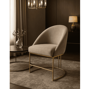 Poltrona Cadeira Lua Fef Decor Suede Premium Pés em Metal Dourado