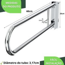 Barra de Apoio para Sanitário Articulada com Papeleira Fs - 7
