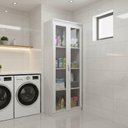 Ver imagem 1 de Armário Multiuso 60cm com 2 Portas de Vidro e 3 Prateleiras Am Branco