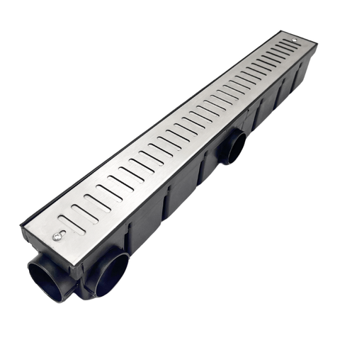 Ralo Linear Banheiro 6x50 Inox Abre Fecha com Coletor Preto Sifonável