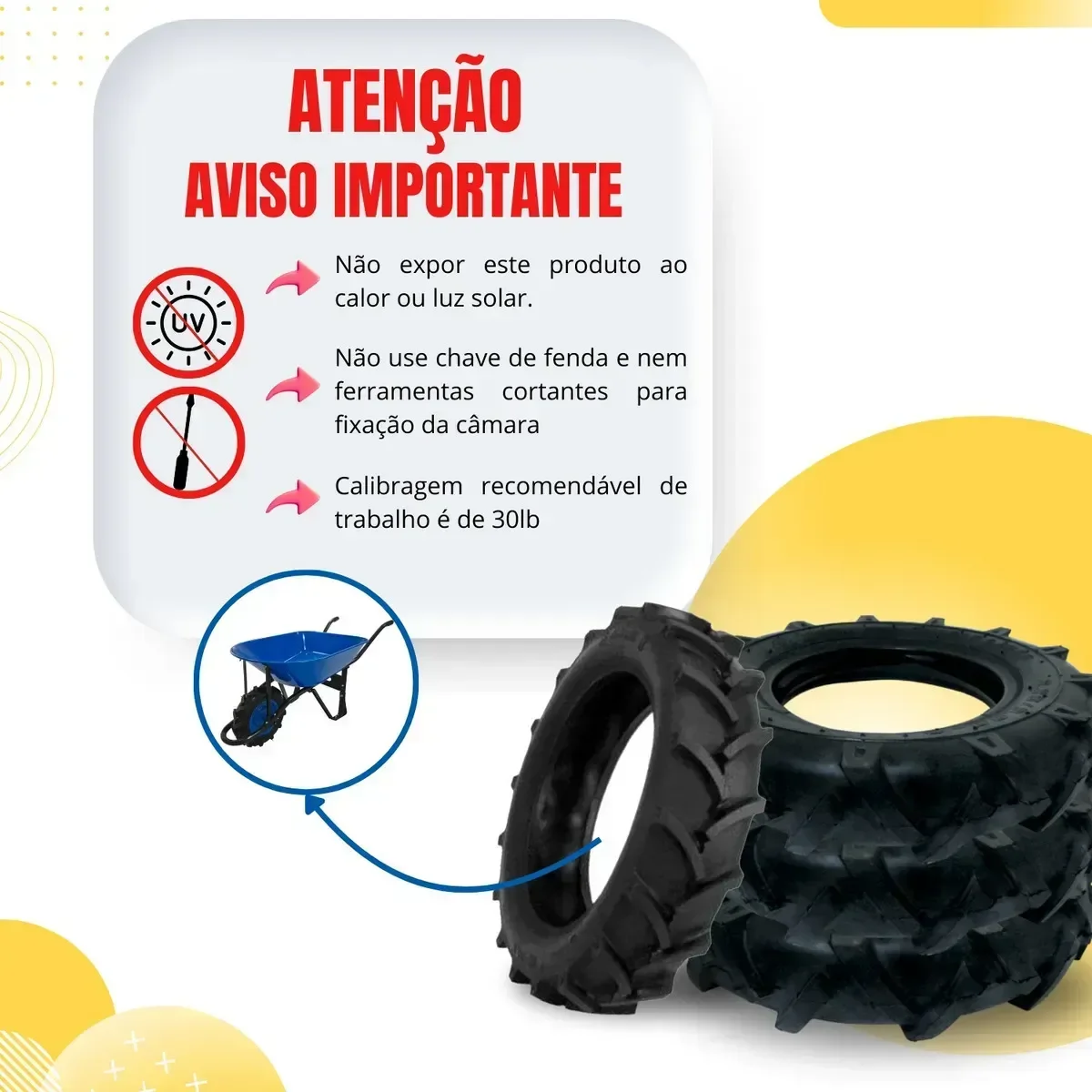 Pneu Carrinho de Mão Tipo Trator 3,25 e 3,50 X 8 - 5