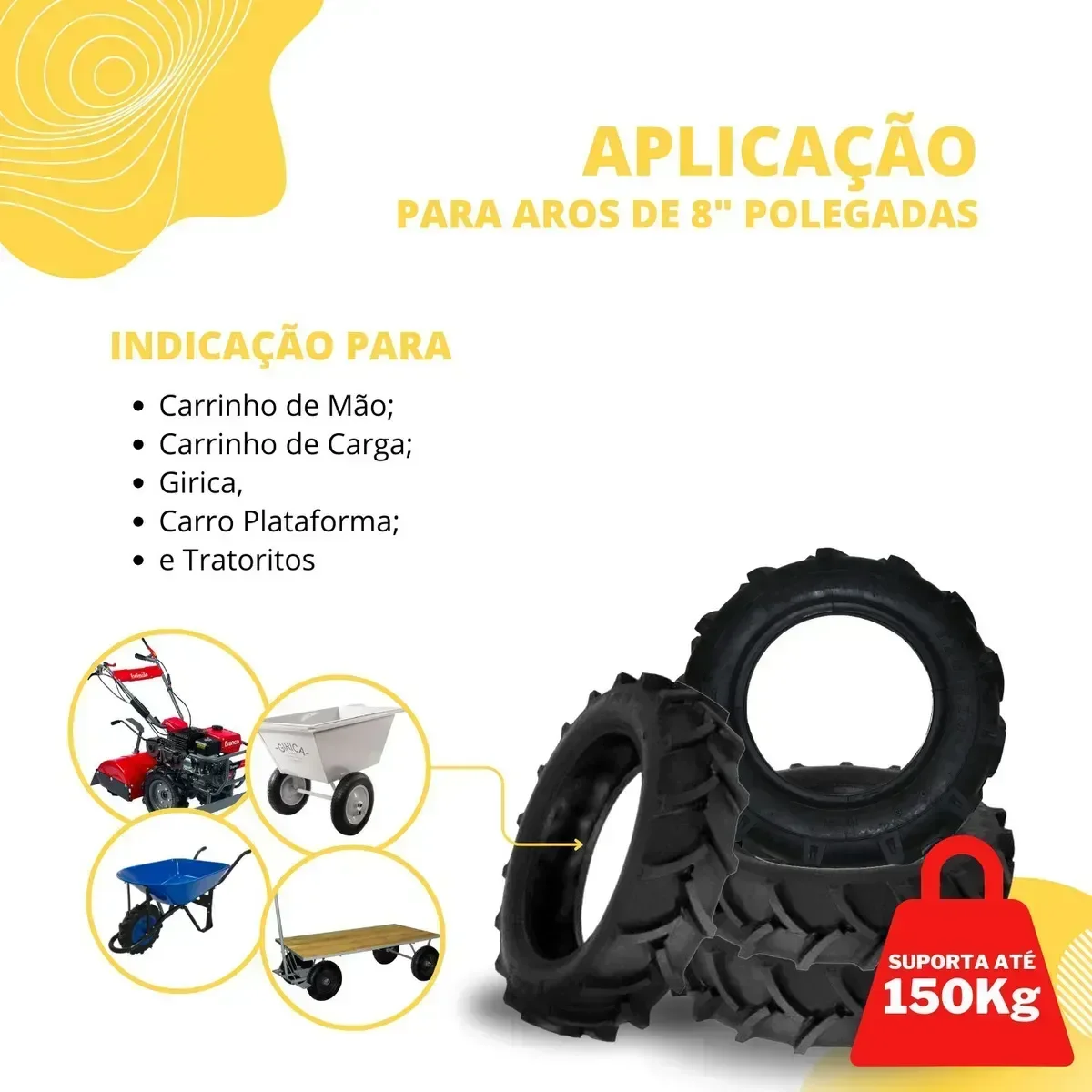 Ver imagem 4 de Pneu Carrinho de Mão Tipo Trator 3,25 e 3,50 X 8