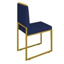 Ver imagem 4 de Conjunto Duas Cadeiras Sala Jantar Barcelona Base Dourado:azul Marinho