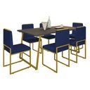 Ver imagem 3 de Conjunto Duas Cadeiras Sala Jantar Barcelona Base Dourado:azul Marinho