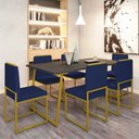 Ver imagem 2 de Conjunto Duas Cadeiras Sala Jantar Barcelona Base Dourado:azul Marinho
