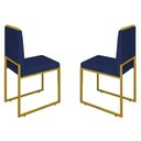 Ver imagem 1 de Conjunto Duas Cadeiras Sala Jantar Barcelona Base Dourado:azul Marinho