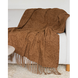 Manta Decorativa Chenille Marrom - 1
