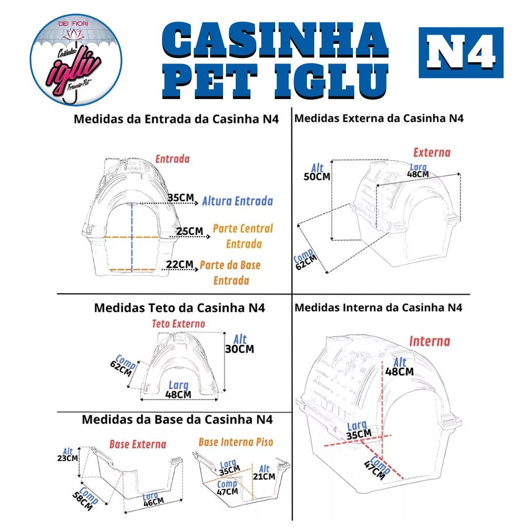 Casinha Iglu N4 Pet Cachorro Porte Médio Cães Plástica Desmontável Térmica Cor:azul - 5