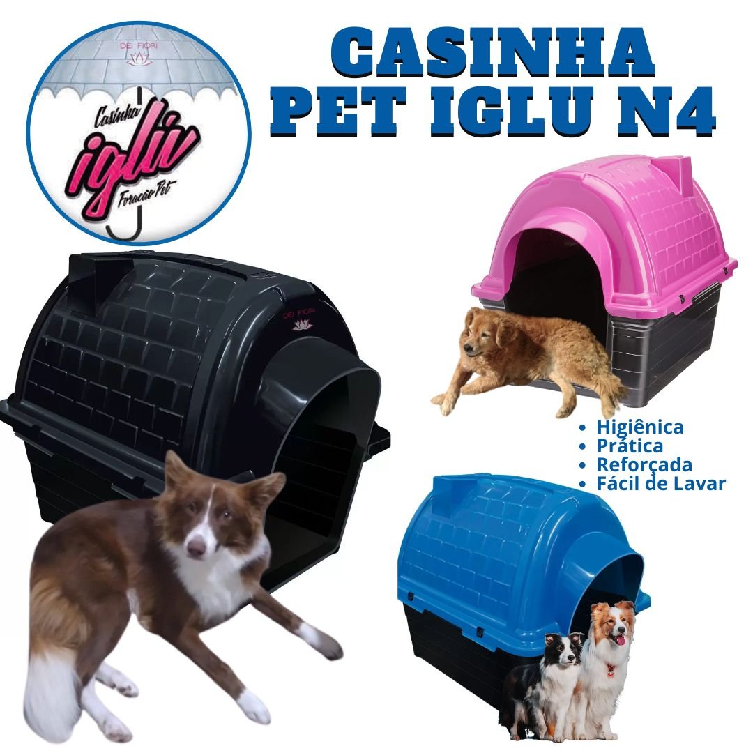 Casinha Iglu N4 Pet Cachorro Porte Médio Cães Plástica Desmontável Térmica Cor:azul - 6