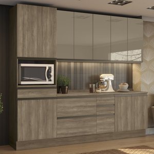 Cozinha Completa Planejada 2,70mt 07 Peças Linha Maxxi Cb338 Kappesberg- Nogal