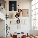 Ver imagem 1 de Lustre Pendente para Sala Pé Direito Duplo Trio Ball P7 - Marrom