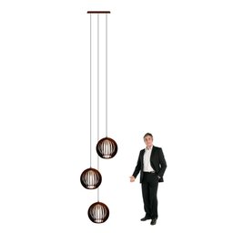 Lustre Pendente para Sala Pé Direito Duplo Trio Ball P7 - Marrom - 2