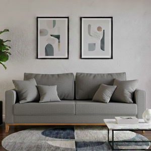 Sofá 3 Lugares, 1,80m, Living Beny, Base de Madeira, Tecido Linho.