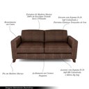 Ver mais imagens de Sofá Sala de Estar Living 3 Lugares 240cm Presley Pés Madeira Couro Marrom Manchado G52 - Gran