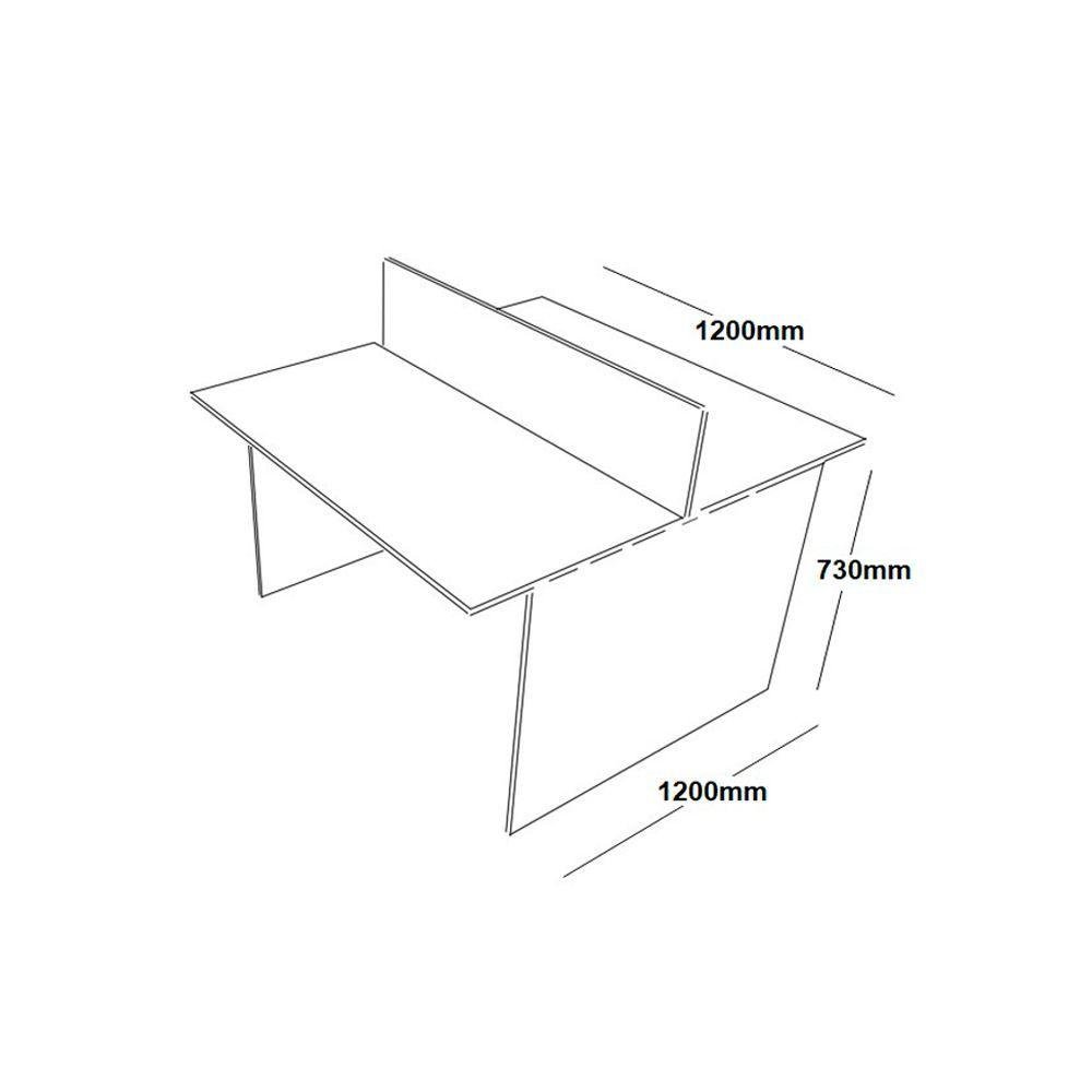Estação de Trabalho 2 Lugares 120x120 Cor:freijó com Preto - 3