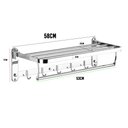 Ver imagem 7 de Toalheiro Prateleira Dobravel Inox Kit 7 Unidades Porta Toalhas Suporte Armazenamento Gancho Banheir