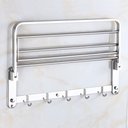 Ver imagem 2 de Toalheiro Prateleira Dobravel Inox Kit 7 Unidades Porta Toalhas Suporte Armazenamento Gancho Banheir