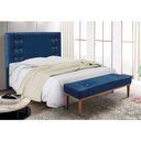 Ver imagem 3 de Cabeceira Cama Box Queen 160cm e Recamier Gênova Suede Azul Marinho S04 - D'Rossi