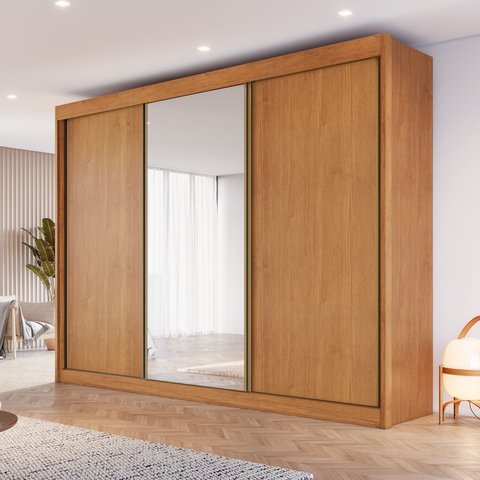 Guarda Roupa Casal 3 Portas de Correr 100% Mdf Chicago