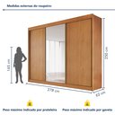 Ver imagem 4 de Guarda Roupa Casal 3 Portas de Correr 100% MDF Chicago Marrom/Cinamomo