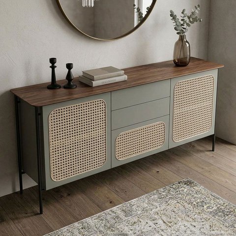 Aparador Buffet para Sala de Jantar 160 cm 2 Portas Friesen Verti Nogueira - Nexta Casa