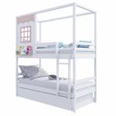 Ver imagem 5 de Treliche Casinha Reta Madeira Maciça Branco/ Rosa Housin