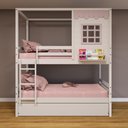 Ver imagem 1 de Treliche Casinha Reta Madeira Maciça Branco/ Rosa Housin